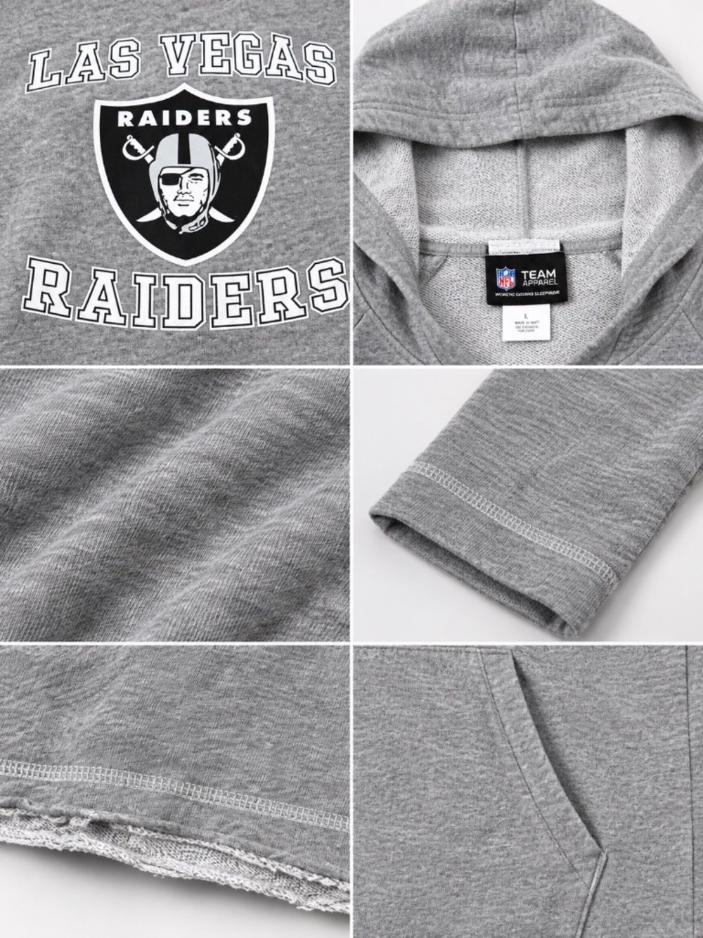 Women’s NFL Las Vegas Raiders Gray Hooded Sweatshirt Hoodie L - Picture 5 of 8